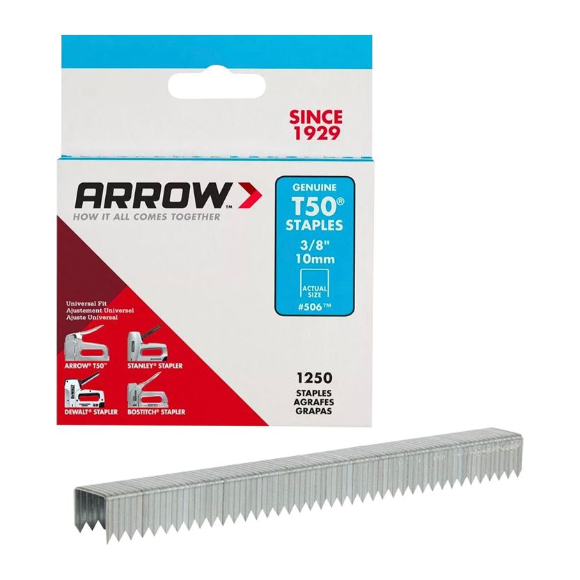 Grapa Uso Medio y Rudo 3/8" OBI Arrow Caja 1250 Pzas para Madera