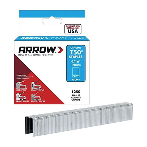 Grapa Uso Medio y Rudo 9/16" OBI Arrow Caja 1250 Pzas para Tablero