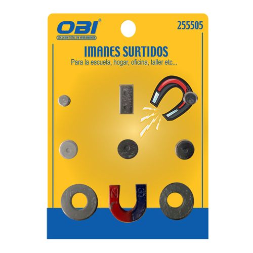 [OB-255505] Imán Escolar Surtido Juego 9 Pzas OBI Ferrita para Ciencias y Educación