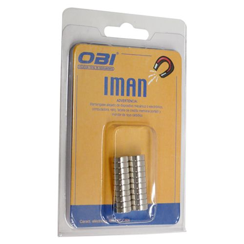 [OB-255570] Imán Neodimio Redondo 10×3 mm Blister 20 Pzas OBI N35 para Proyectos