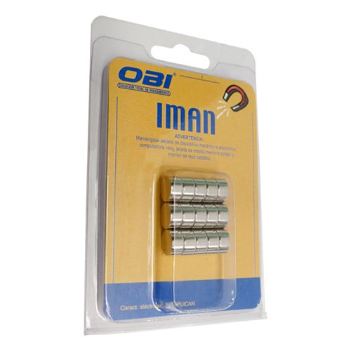 [OB-255582] Imán Neodimio Redondo 10×5 mm Blister 15 Pzas OBI N35 para Costura
