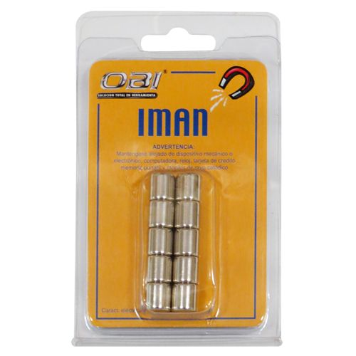 [OB-255569] Imán Neodimio Redondo 10×10 mm Blister 10 Pzas OBI N35 para Taller