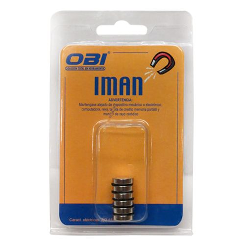 [OB-255567] Imán Neodimio Redondo 12×3 mm Blister 6 Pzas OBI N35 para Maquetas