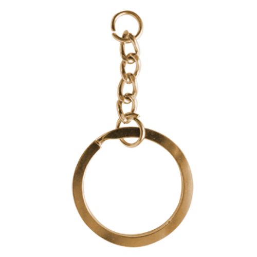 [OB-260208] Llavero Argolla con Cadena Dorado OBI Caja 100 pzas