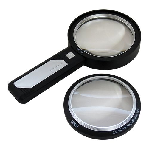 [OB-260590] Lupa Combinada 5x-10x 90-75mm LED+UV Recargable USB OBI OB-260590