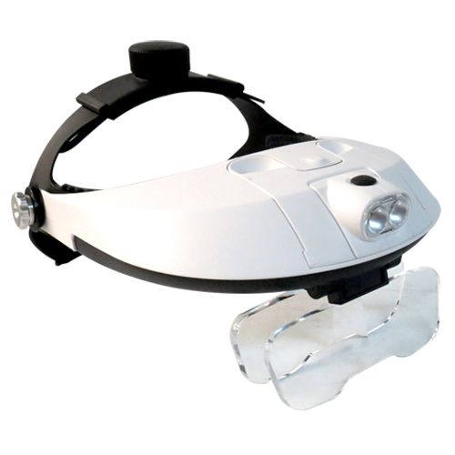 [OB-260503] Lupa Visor Diadema 1.0-6.0x Blanca con Soporte 2 LED OBI OB-260503