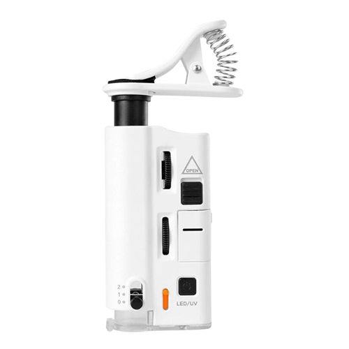 [OB-264320] Microscopio Mini para Celular 60-100x LED+UV OBI OB-264320