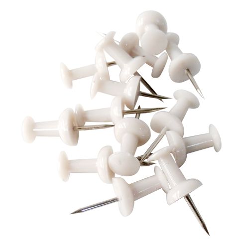 [OB-271305] Pines Cabeza Plana Blancos OBI Cajita 50 Piezas para Tablero