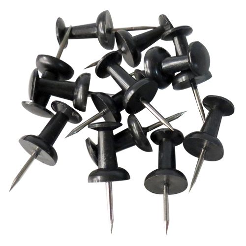 [OB-271306] Pines Cabeza Plana Negros OBI Cajita 50 Piezas para Mapas y Planeadores