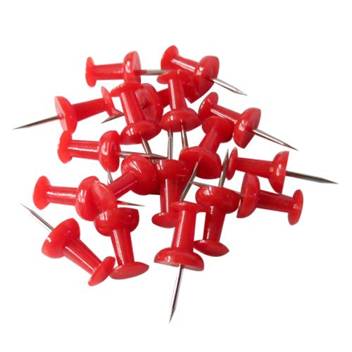 [OB-271307] Pines Cabeza Plana Rojos OBI Cajita 50 Piezas para Mapas de Alerta