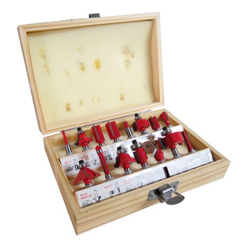 Juego Fresas para Router 1/4" OBI 15 pzas Carburo para Madera