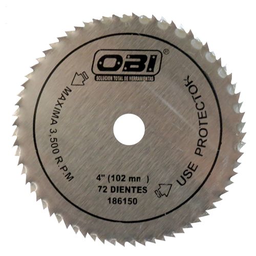 Disco Sierra Circular Madera 4" 72 Dientes OBI para Corte Fino