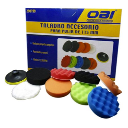 Juego Accesorios Pulir para Taladro 115 mm OBI 12 pzas Disco