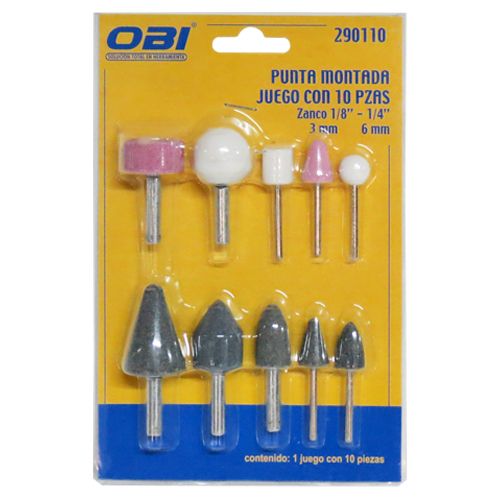 Juego Puntas Mixtas 1/8" y 1/4" para Mototool OBI 10 pzas