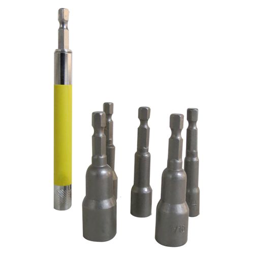 Juego Dados y Guía para Taladro 1/4" OBI 6 pzas para Atornillar