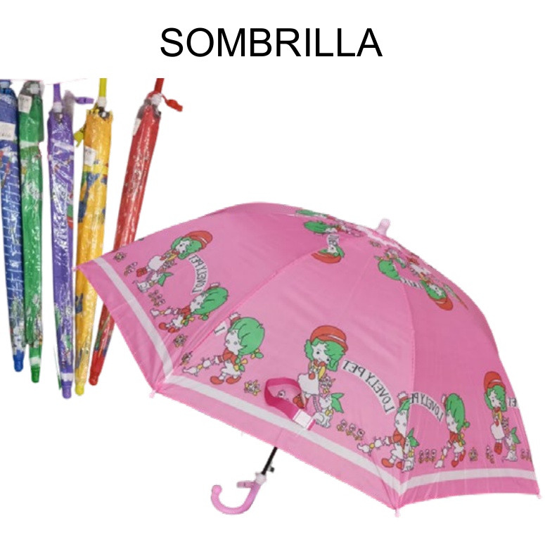 Paraguas Infantil Automático 8 Varillas Silbato Diseños Surtidos 45cm... x120pz