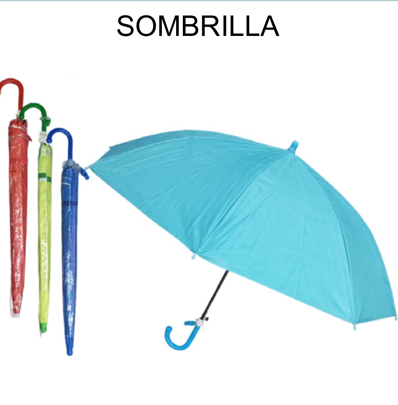 Paraguas Infantil Automático 8 Varillas Silbato Colores Sólidos 45cm... x120pz