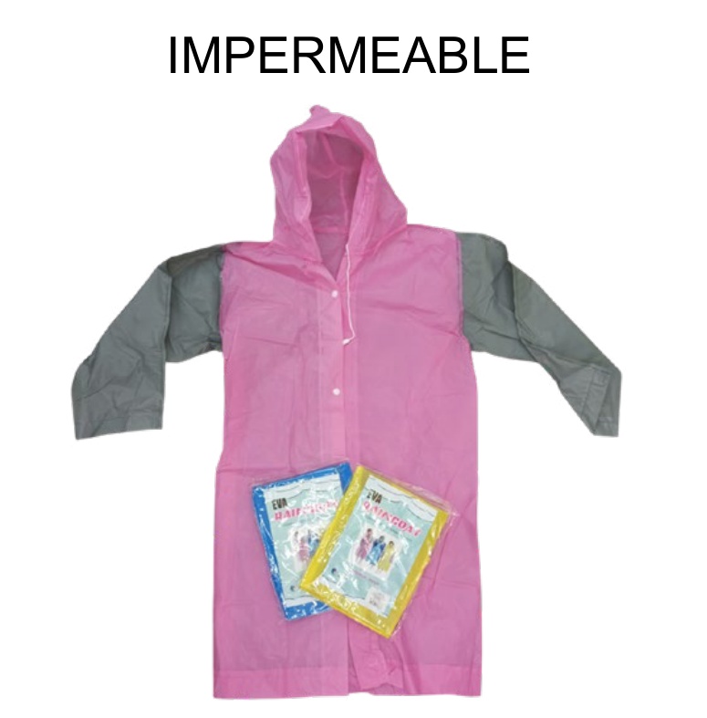 Impermeable Infantil con Capucha Talla Única Colores Surtidos — Caja x150 pzas