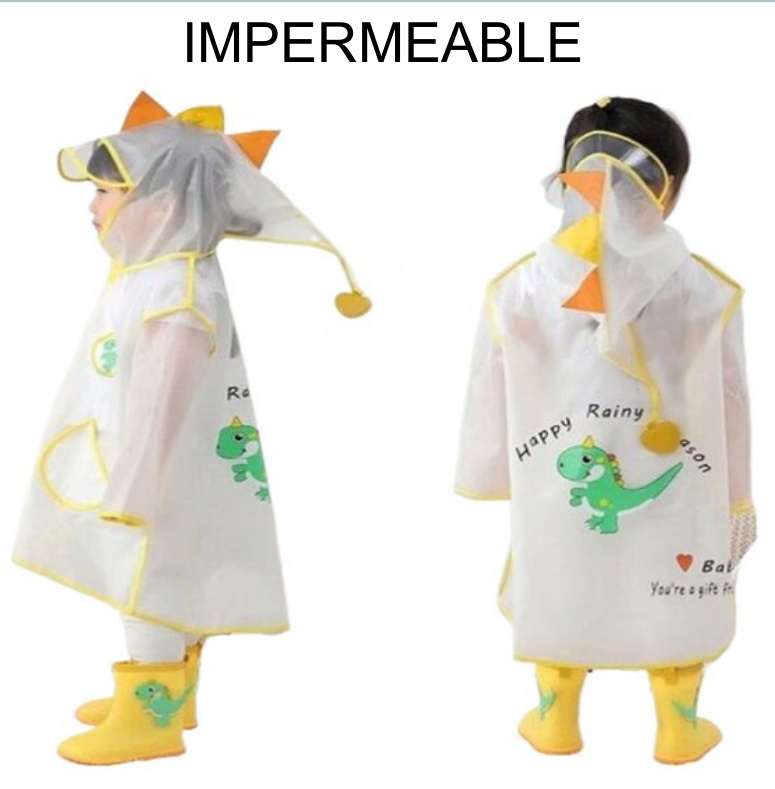 Impermeable Infantil Premium Diseño 3D Dinosaurio o Pato por Tallas... x50pz