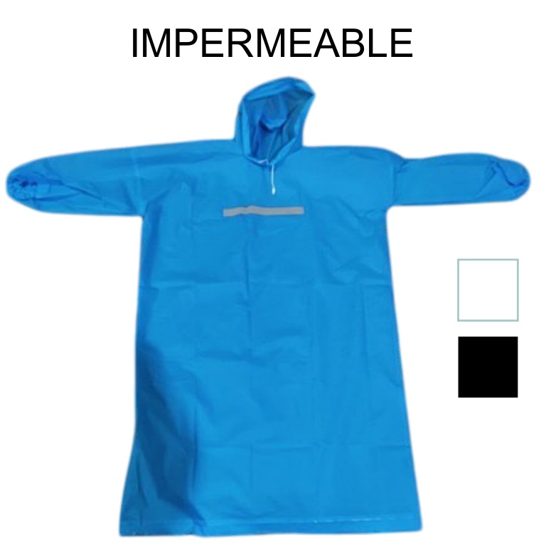 [EB-UB8612] Impermeable Adulto Reflejante con Capucha Azul y Negro — Caja x100 pzas