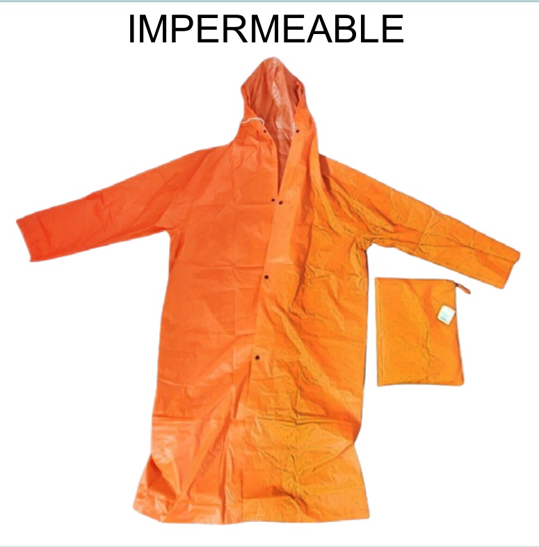 [EB-UB8673] Impermeable Adulto Naranja Alta Visibilidad 120x70cm con Bolsa — Caja x50 pzas