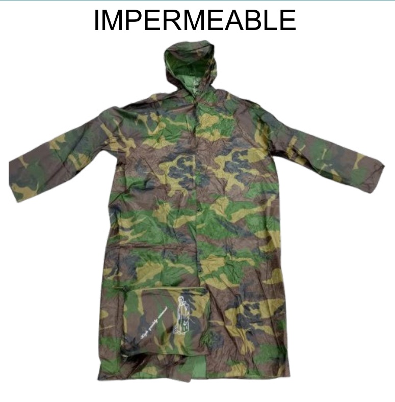 [EB-UB8670] Impermeable Adulto Camuflaje Militar 115x70cm con Capucha — Caja x50 pzas