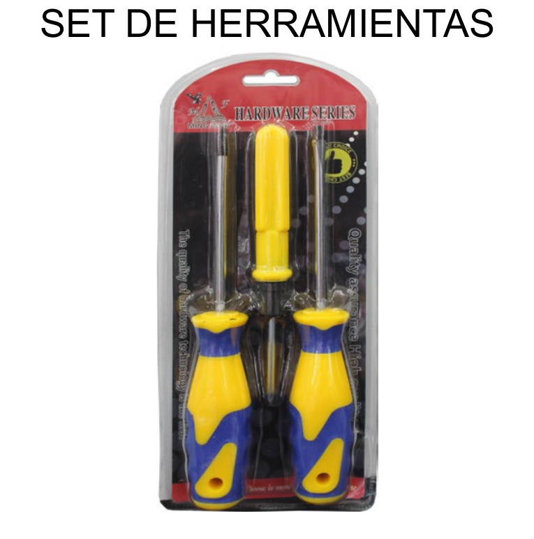 [EB-TL44739] Set Herramientas 3 Pzas Hardware Series Mini Compacto — Caja x120 pzas