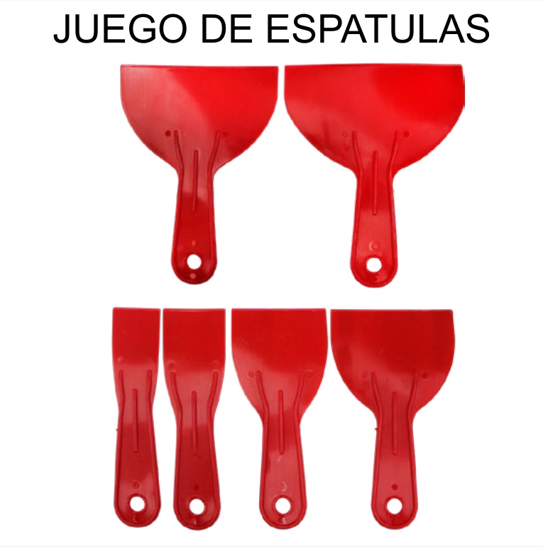 [EB-TL44664] Juego Espátulas Plástico Rojo 6 Pzas para Pintura y Masilla — Caja x240 pzas