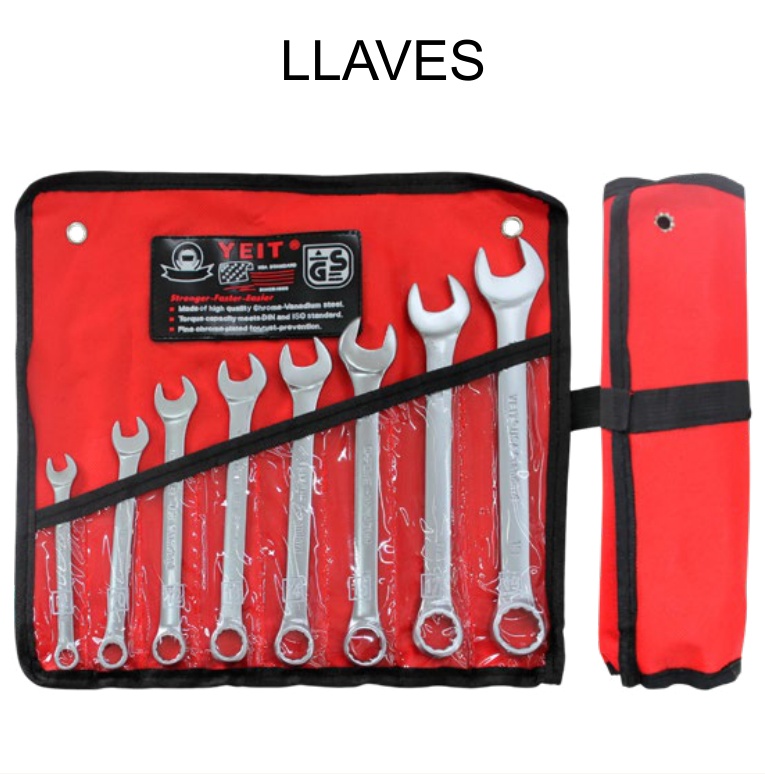 [EB-TL42082] Set Llaves Combinadas 8 Pzas Métricas 8-19mm en Estuche Rojo — Caja x25 pzas