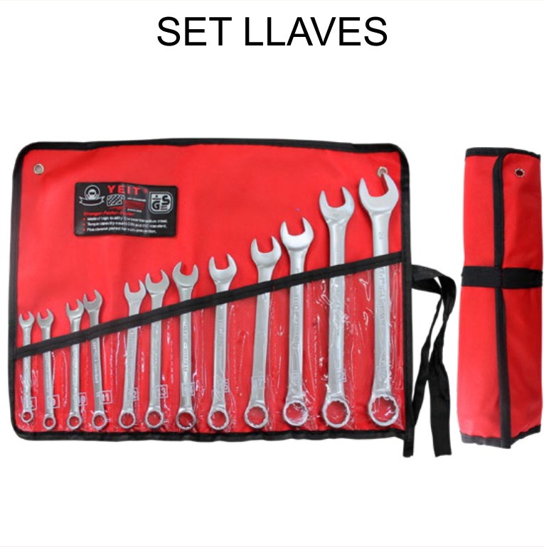[EB-TL42083] Set Llaves Combinadas 12 Pzas 8-24mm en Estuche Enrollable Lona — Caja x15 pzas