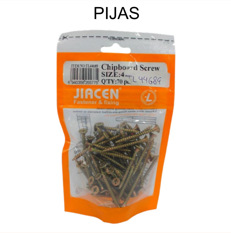 [EB-TL44689] Pija (Tornillo) Chipboard 70 Pzas 4x40mm Galvanizada Madera Gruesa — Caja…