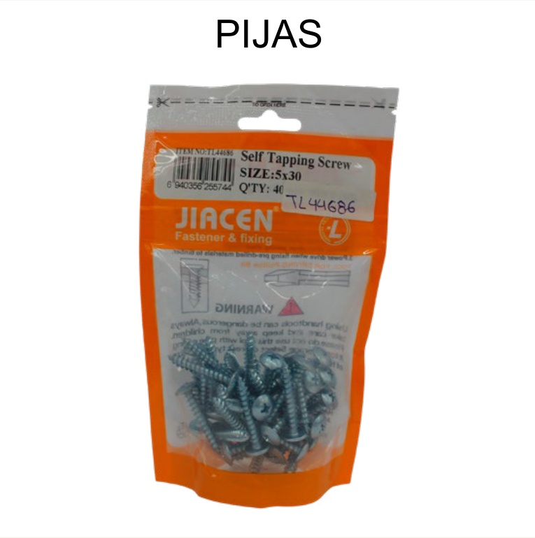 [EB-TL44686] Pija Autoperforante (Self-Drilling) 40 Pzas 5x30mm para Lámina Metálica —…