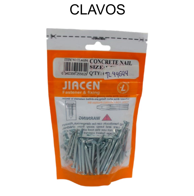 [EB-TL44694] Clavos para Concreto (Machos) 60 Pzas 1.5" Acero Endurecido — Caja x60 bolsas