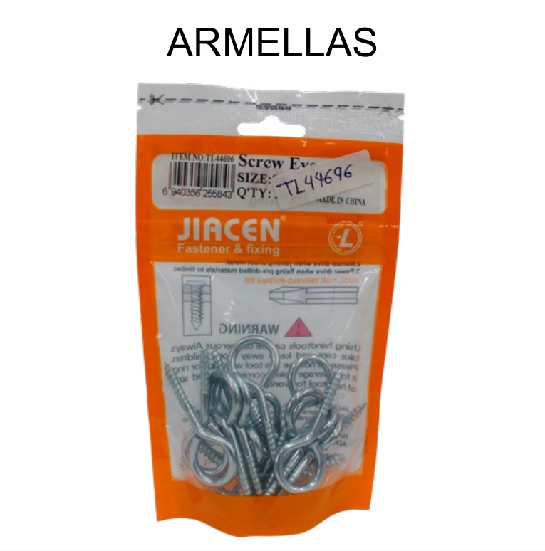 [EB-TL44696] Armellas (Ganchos Tornillo) 30 Pzas Núm. 8 Galvanizadas Madera — Caja x60 bolsas