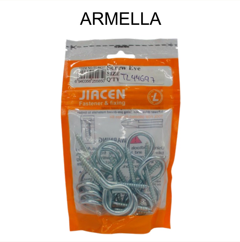 [EB-TL44697] Armellas (Ganchos Tornillo) 15 Pzas Núm. 10 Galvanizadas Madera — Caja x60…