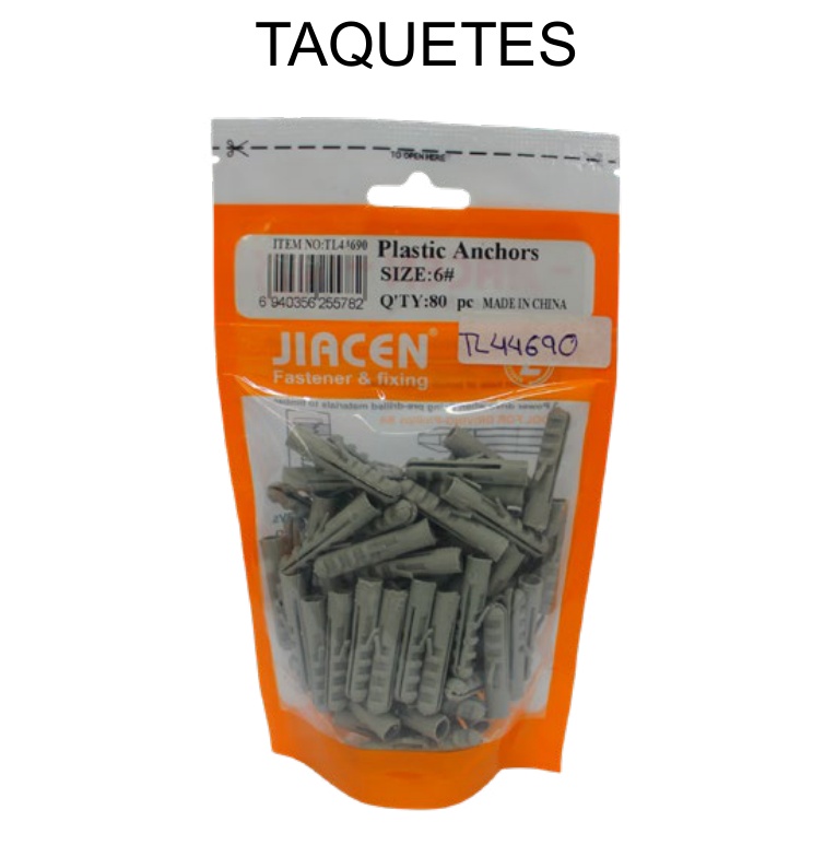 [EB-TL44690] Taquetes Plásticos (Anclas) 80 Pzas 6x80mm para Concreto y Tabique — Caja…