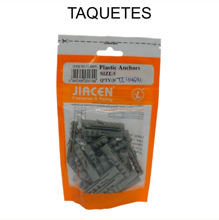 [EB-TL44691] Taquetes Plásticos (Anclas) 30 Pzas 8x40mm Medianos Concreto — Caja x60 bolsas