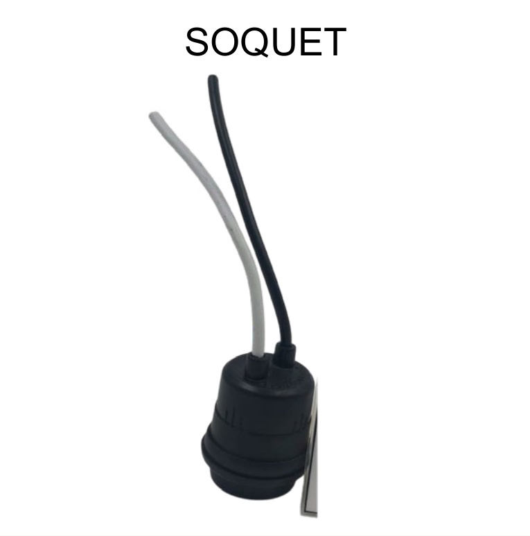 Soquet (Portalámpara) con Cable Negro Colgante E27 Caja 20 Pzas — Caja x600 pzas