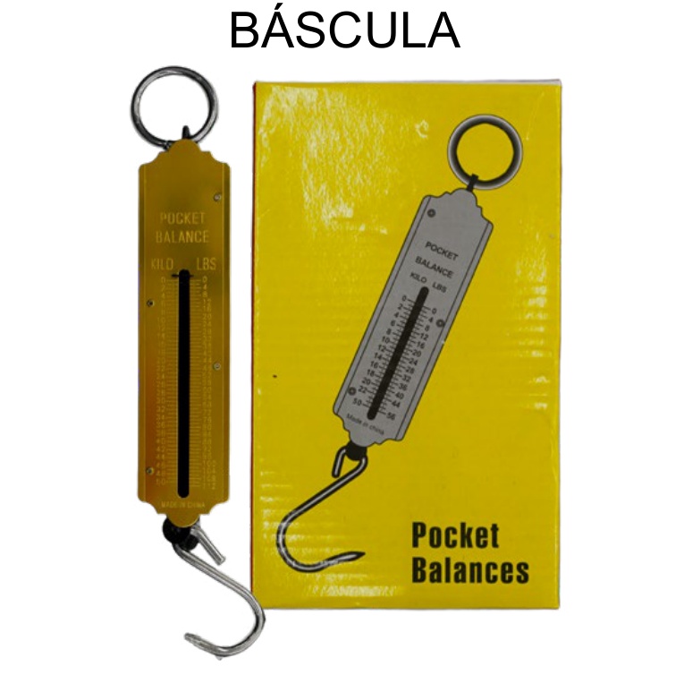 Báscula Colgante Dinamómetro 50Kg Pocket Balance para Pesaje — Caja x48 pzas