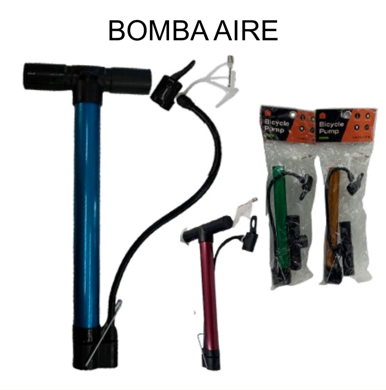 Bomba de Aire Manual Bicicleta 30cm Colores Surtidos Schrader Presta — Caja…