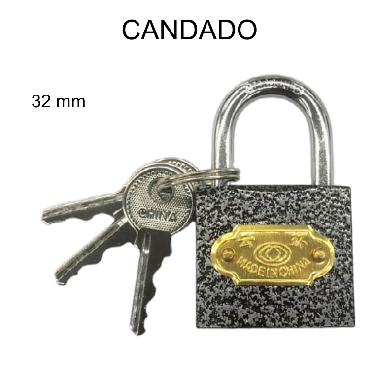 [EB-TL44570] Candado 32mm 3 Llaves Cuerpo Fundido para Mochila y Maleta — Caja x240 pzas