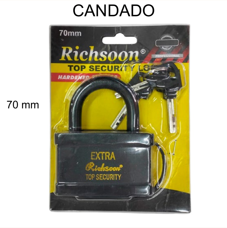 [EB-TL44590] Candado Richsoon Arco Endurecido 70mm Seguridad Reforzada — Caja x72 pzas