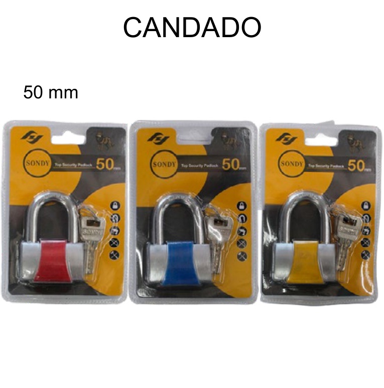 [EB-TL44812] Candado Sondy Arco Corto 50mm Colores Alta Seguridad — Caja x72 pzas