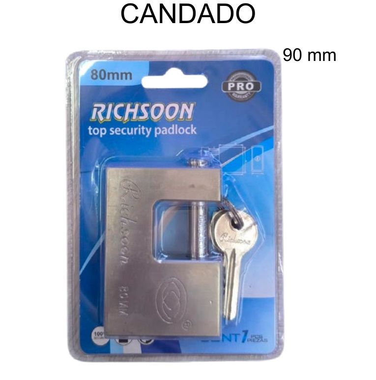 [EB-TL44586] Candado Richsoon PRO Acero Inoxidable 80mm Exterior e Intemperie — Caja x72 pzas