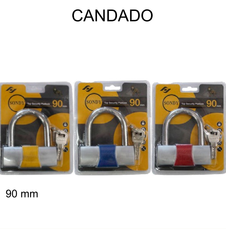 [EB-TL44814] Candado Sondy Arco Corto 90mm Colores para Portón Grande — Caja x48 pzas