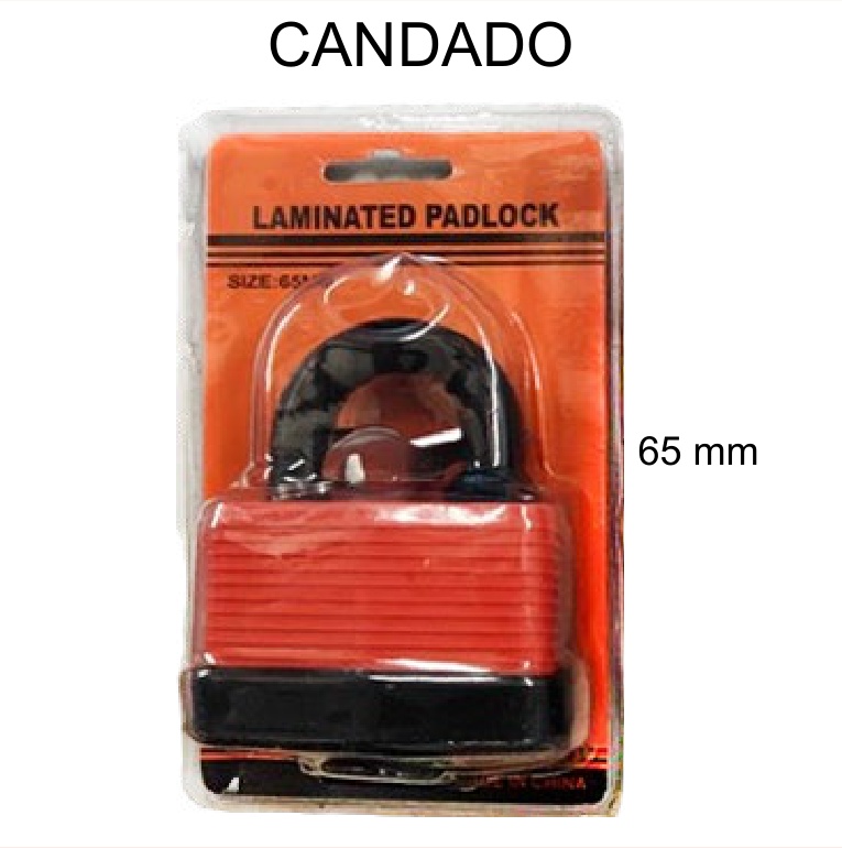 [EB-TL43146] Candado Laminado Impermeable Rojo 65mm para Uso Exterior — Caja x48 pzas