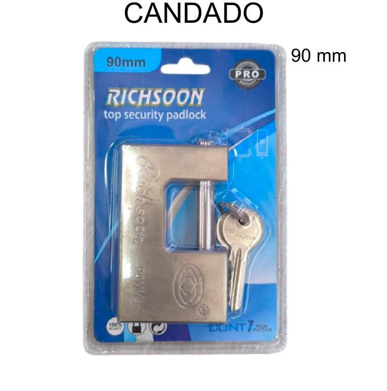 [EB-TL44585] Candado Richsoon PRO Acero Inoxidable 90mm Máxima Seguridad — Caja x48 pzas