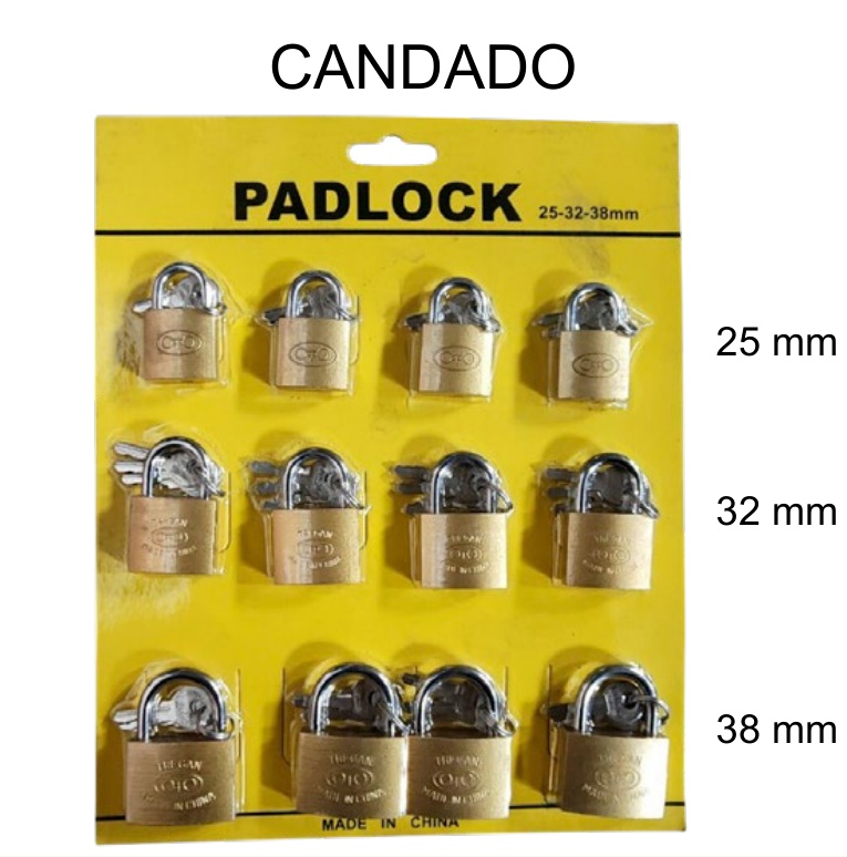 [EB-TL44578] Display Candados Blister 12 Pzas Surtidos 25-32-38mm Mostrador — Caja x30…