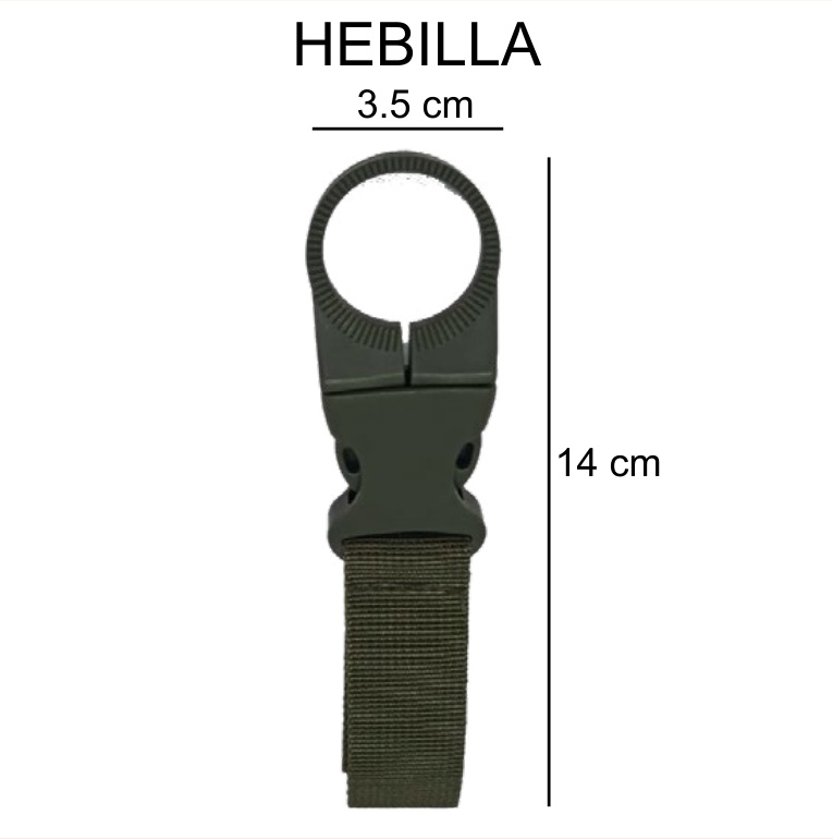 [EB-TL42125] Hebilla Mochila Plástico Verde Militar 3.5x14cm — Caja x1000 pzas
