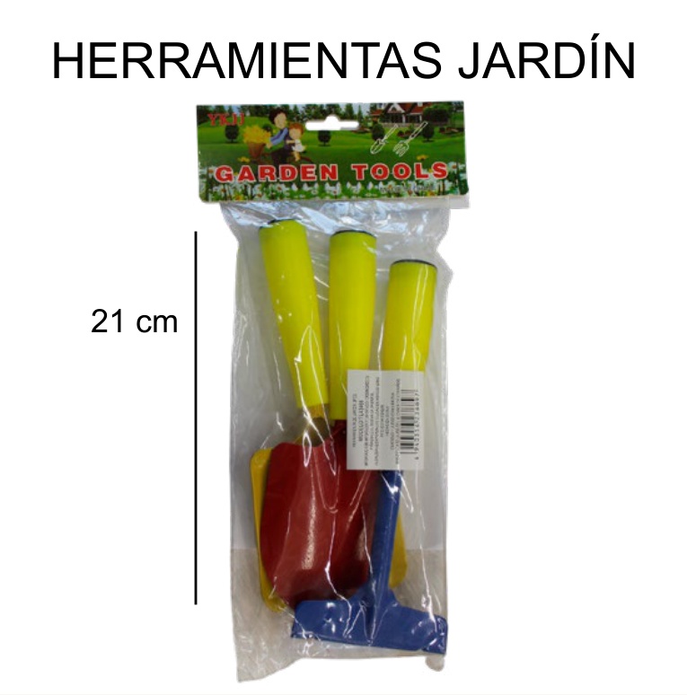 [EB-TL43466] Juego Herramientas de Jardín 3 Pzas 21cm Pala Rastrillo Cultivador — Caja…